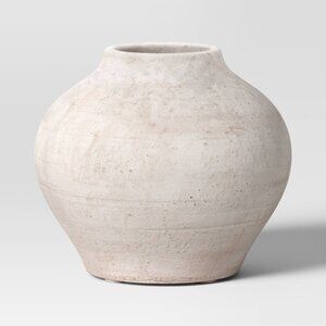 Threshold Rustic Ceramic Artisan Vase – Cream & Terracotta 7" Neutral‎ Decor